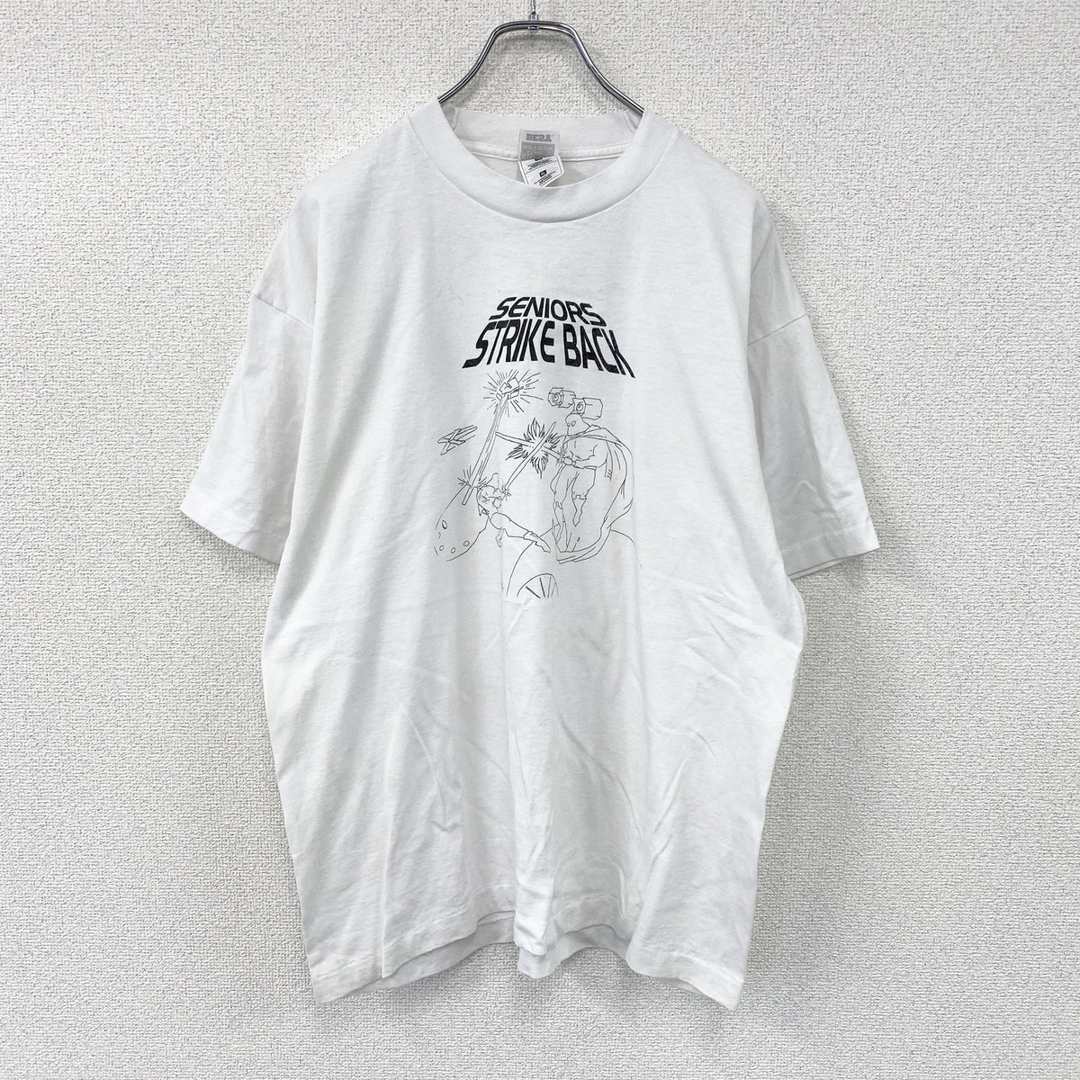 FRUIT OF THE LOOM　フルーツオブザルーム　半袖プリントTシャツ　シングルステッチ　ヴィンテージ　白　ホワイト　XLサイズ カットソー メンズ コットン 古着