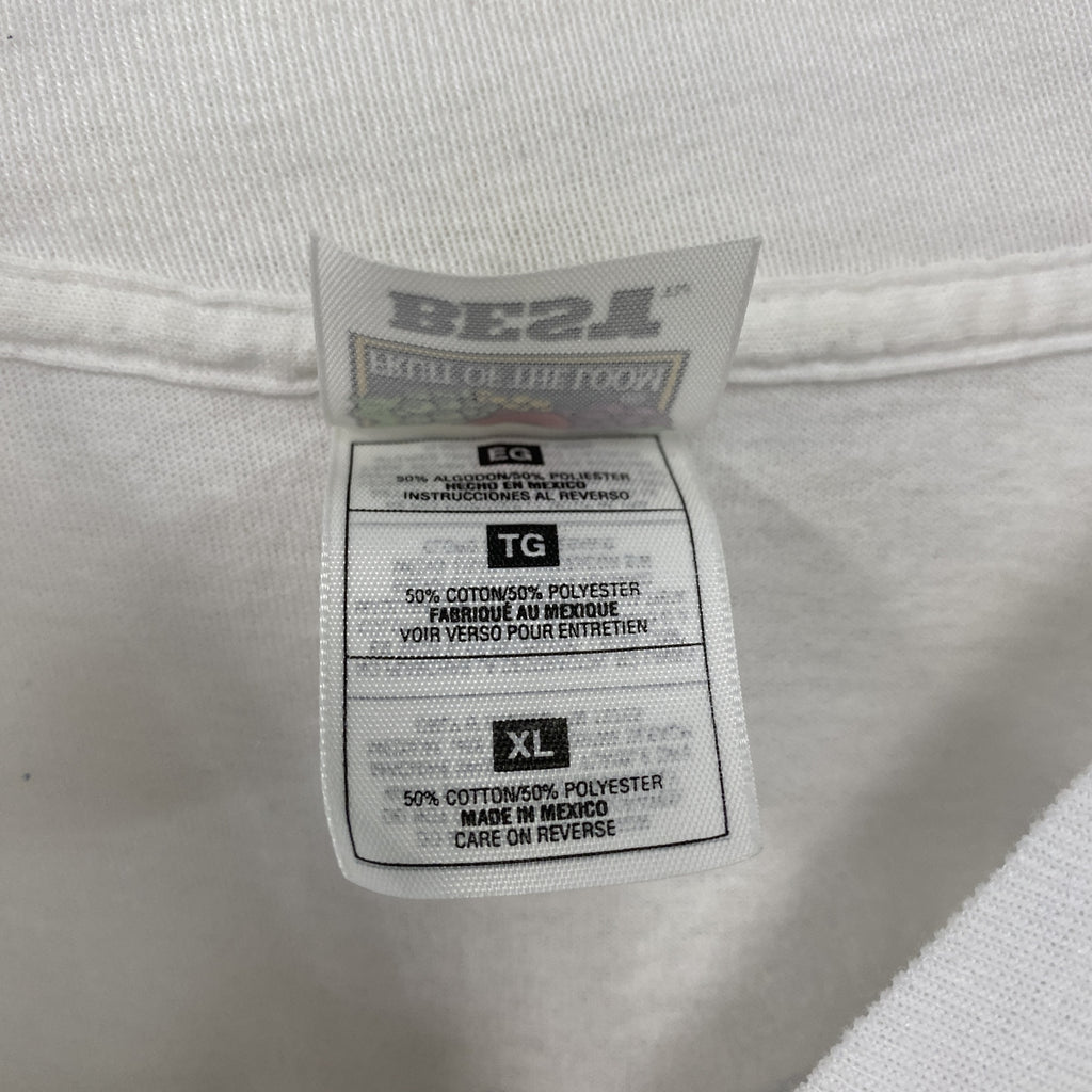 FRUIT OF THE LOOM　フルーツオブザルーム　半袖プリントTシャツ　シングルステッチ　ヴィンテージ　白　ホワイト　XLサイズ カットソー メンズ コットン 古着