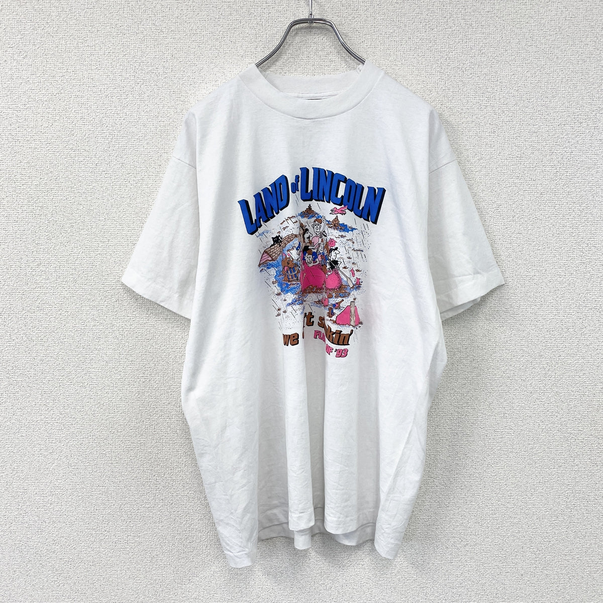 FRUIT OF THE LOOM　フルーツオブザルーム　半袖プリントTシャツ　シングルステッチ　ヴィンテージ　白　ホワイト　XLサイズ　古着