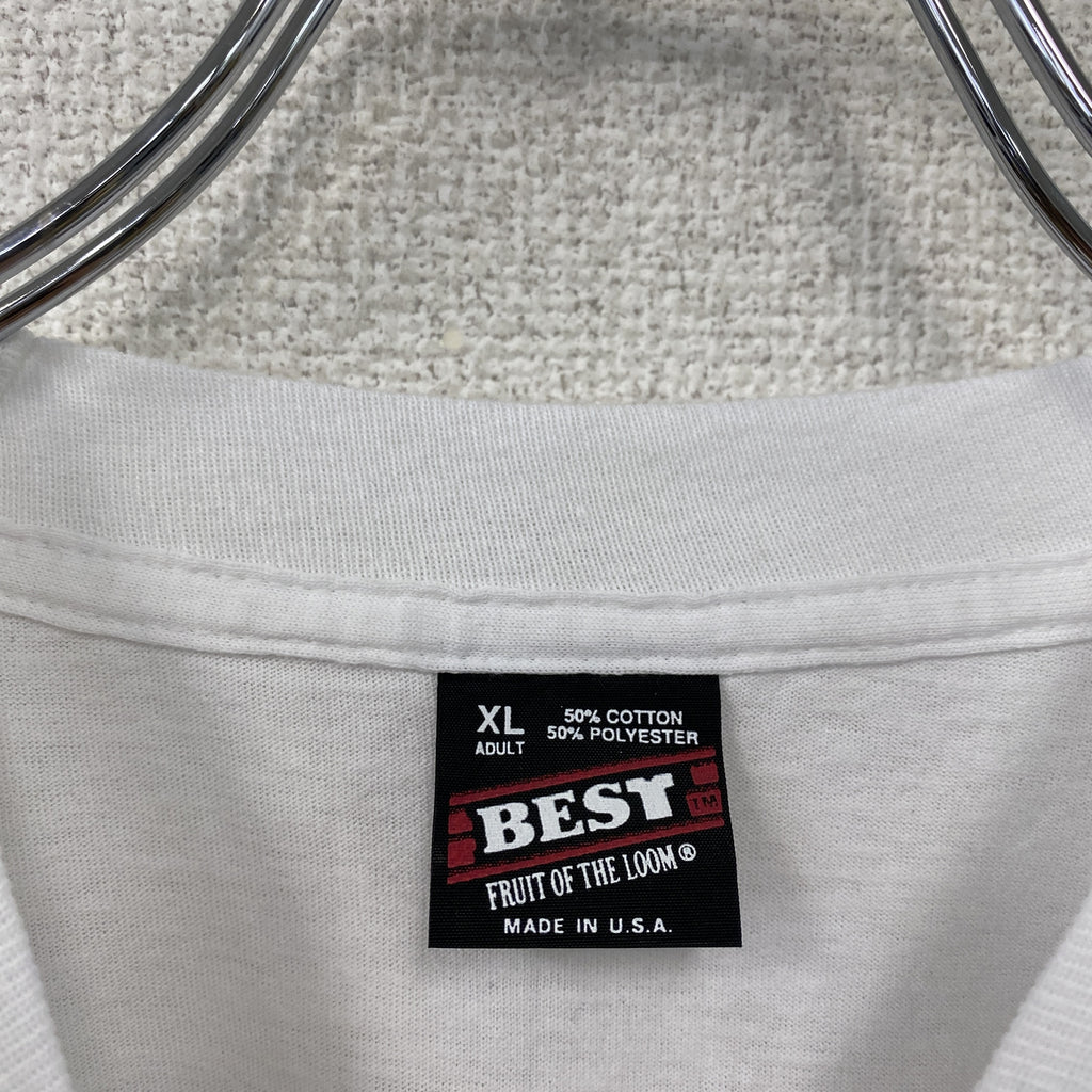 FRUIT OF THE LOOM　フルーツオブザルーム　半袖プリントTシャツ　シングルステッチ　ヴィンテージ　白　ホワイト　XLサイズ　古着