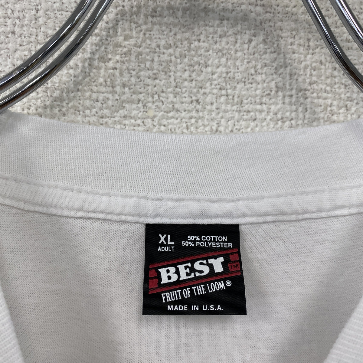 FRUIT OF THE LOOM　フルーツオブザルーム　半袖プリントTシャツ　シングルステッチ　ヴィンテージ　白　ホワイト　XLサイズ　古着
