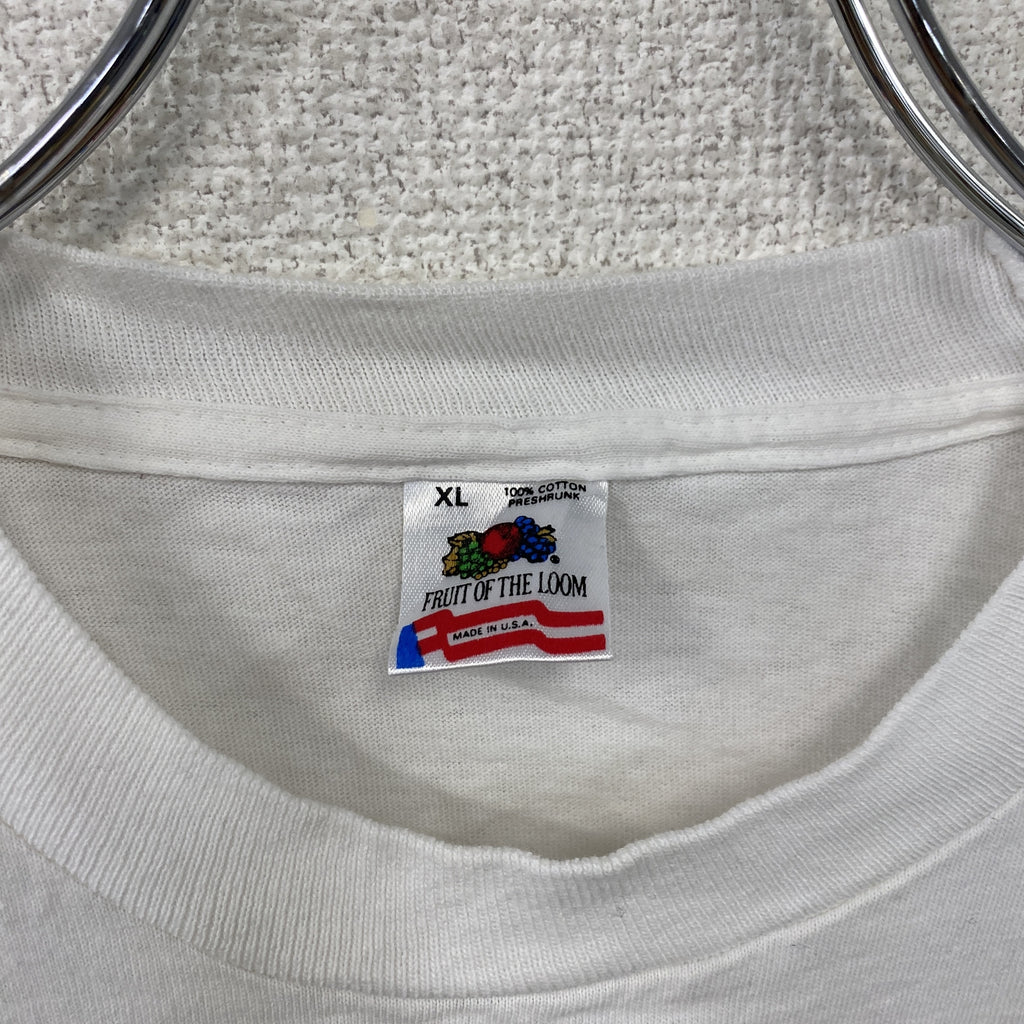 FRUIT OF THE LOOM　フルーツオブザルーム　半袖プリントTシャツ　シングルステッチ　ヴィンテージ　白　ホワイト　XLサイズ　古着