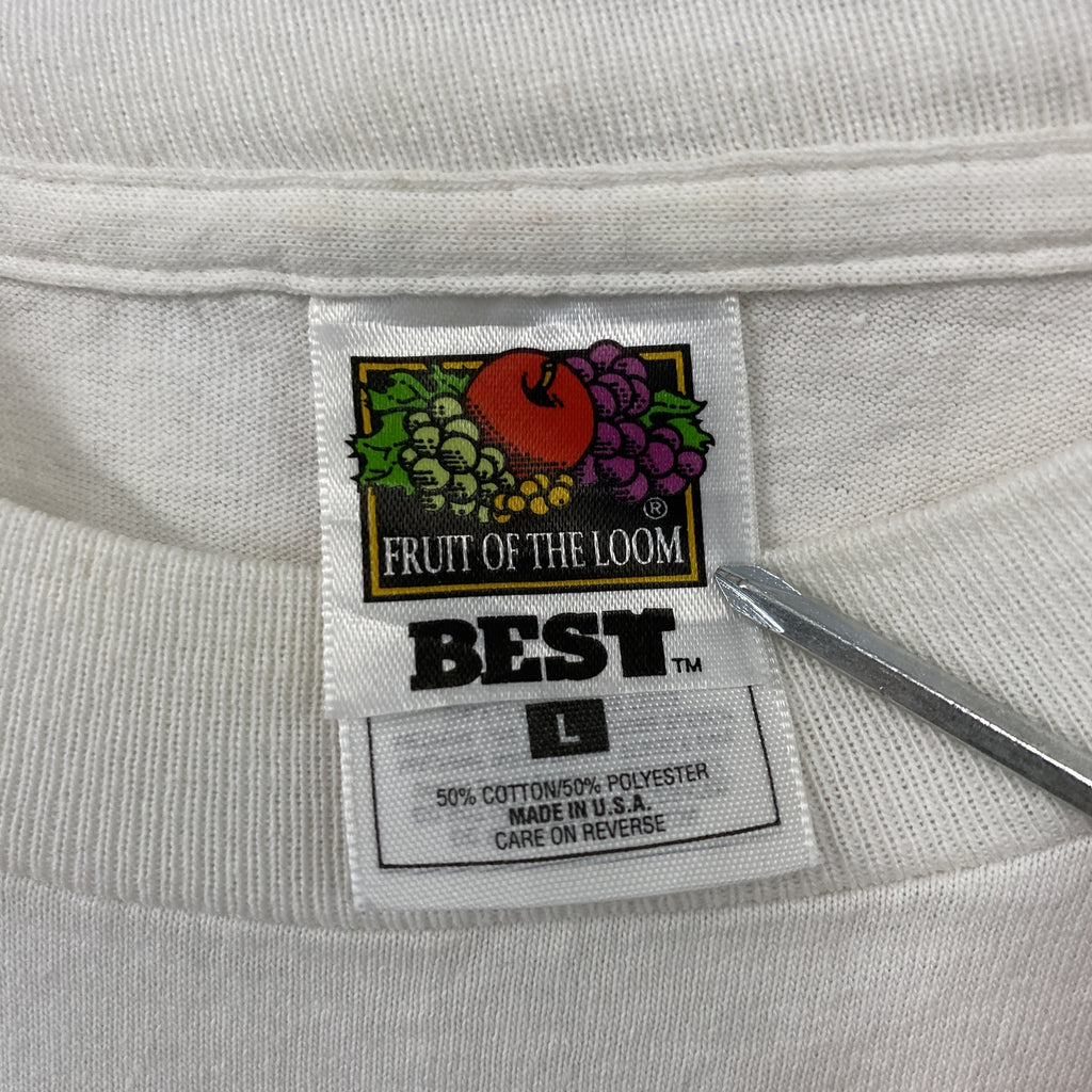 FRUIT OF THE LOOM　フルーツオブザルーム　半袖プリントTシャツ　シングルステッチ　ヴィンテージ　白　ホワイト　Lサイズ　古着