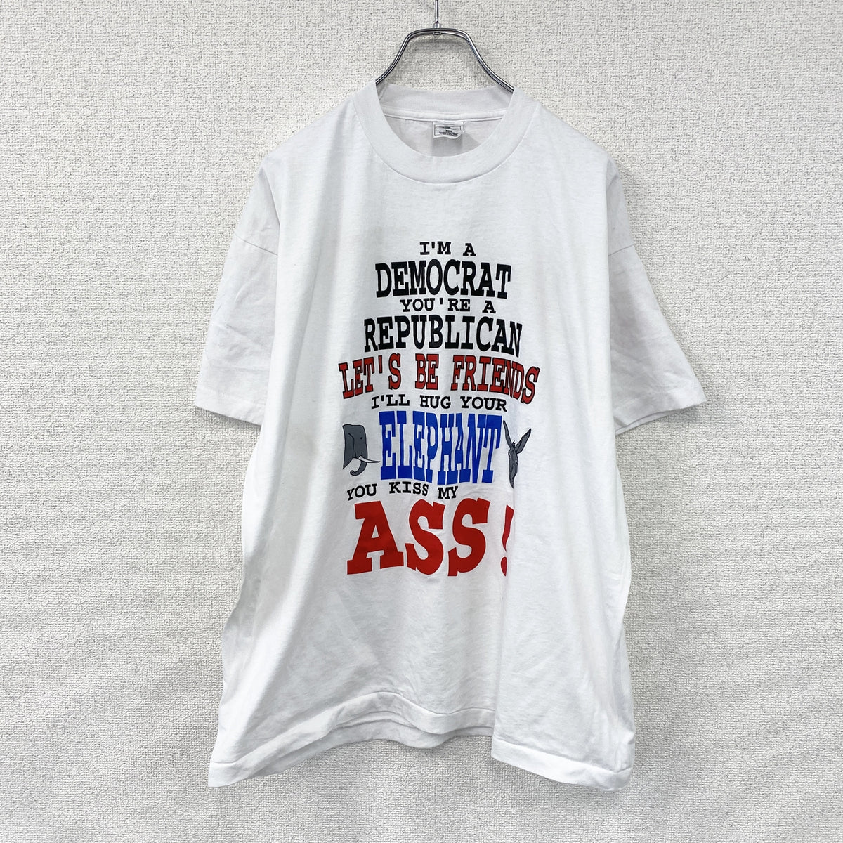 半袖プリントTシャツ　シングルステッチ　ヴィンテージ　白　ホワイト　XLサイズ カットソー メンズ コットン 古着