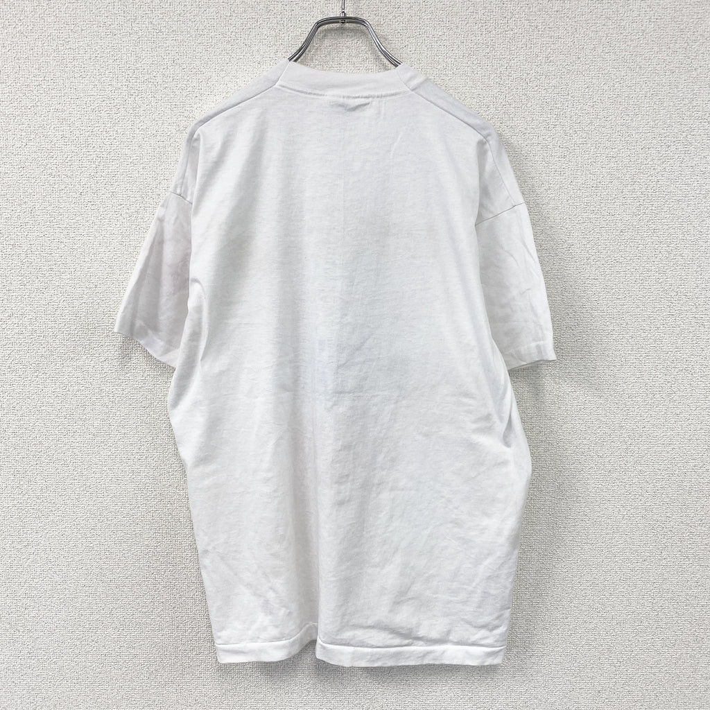 半袖プリントTシャツ　シングルステッチ　ヴィンテージ　白　ホワイト　XLサイズ カットソー メンズ コットン 古着