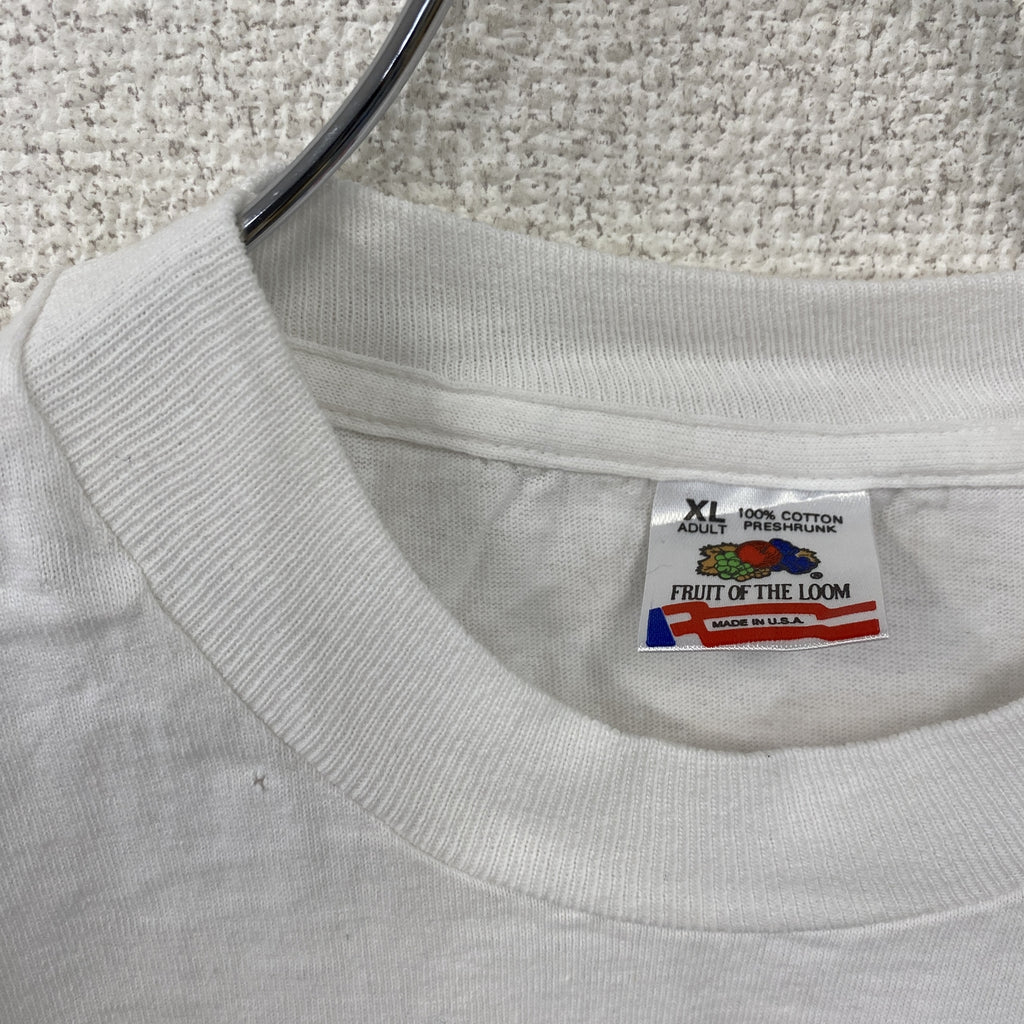 FRUIT OF THE LOOM　フルーツオブザルーム　半袖プリントTシャツ　シングルステッチ　ヴィンテージ　白　ホワイト　XLサイズ カットソー メンズ コットン 古着