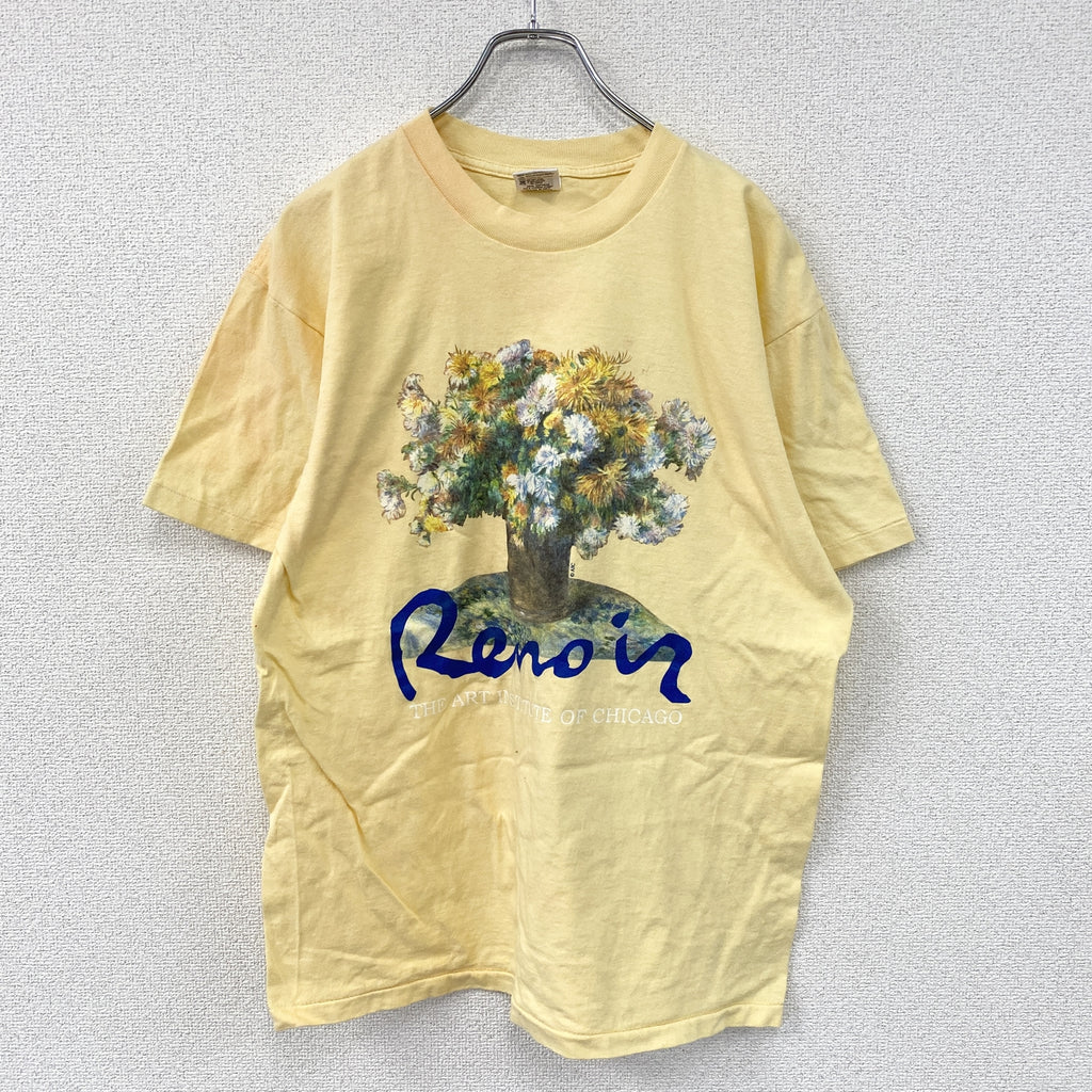 anvil　アンビル　ルノワール　半袖プリントTシャツ　シングルステッチ　ヴィンテージ　黄色　イエロー　Lサイズ　古着