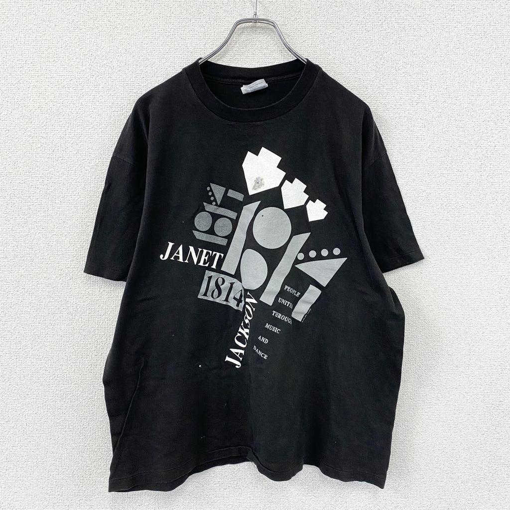 Hanes　ヘインズ　ジャネットジャクソン　半袖プリントTシャツ　シングルステッチ　ヴィンテージ　黒　ブラック　XLサイズ　古着