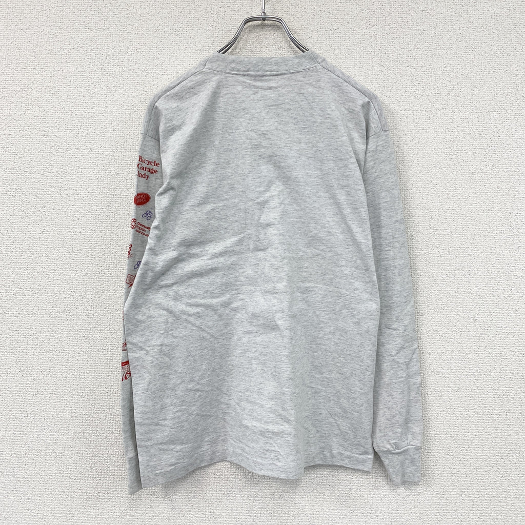 FRUIT OF THE LOOM　フルーツオブザルーム　長袖プリントTシャツ/ロンT　霜降りグレー　Lサイズ　古着