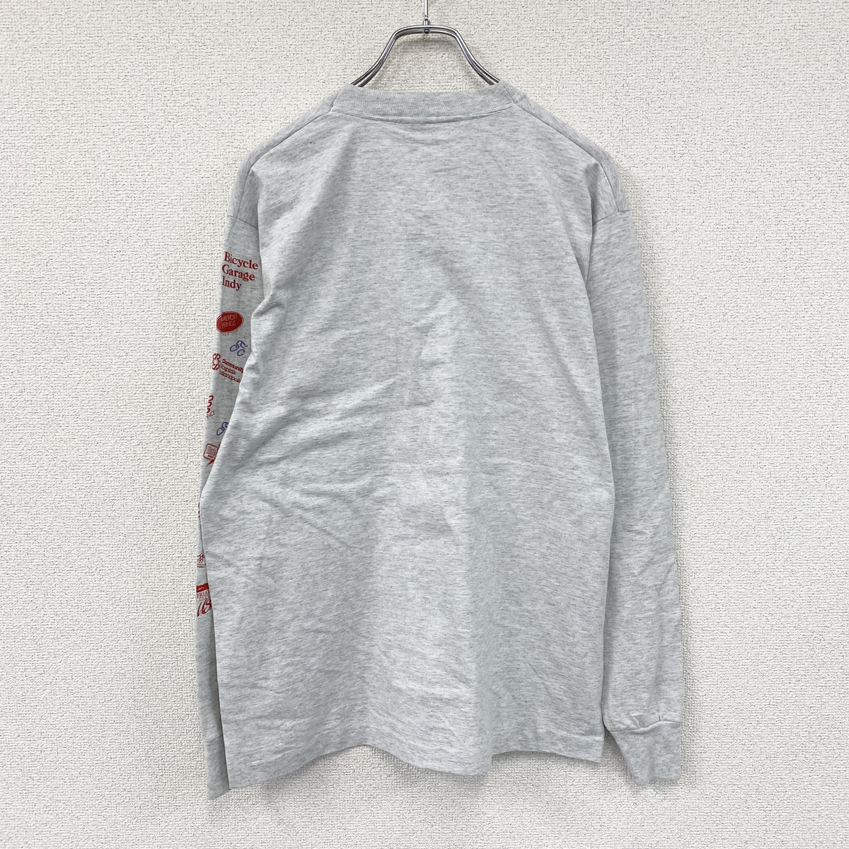 FRUIT OF THE LOOM　フルーツオブザルーム　長袖プリントTシャツ/ロンT　霜降りグレー　Lサイズ　古着