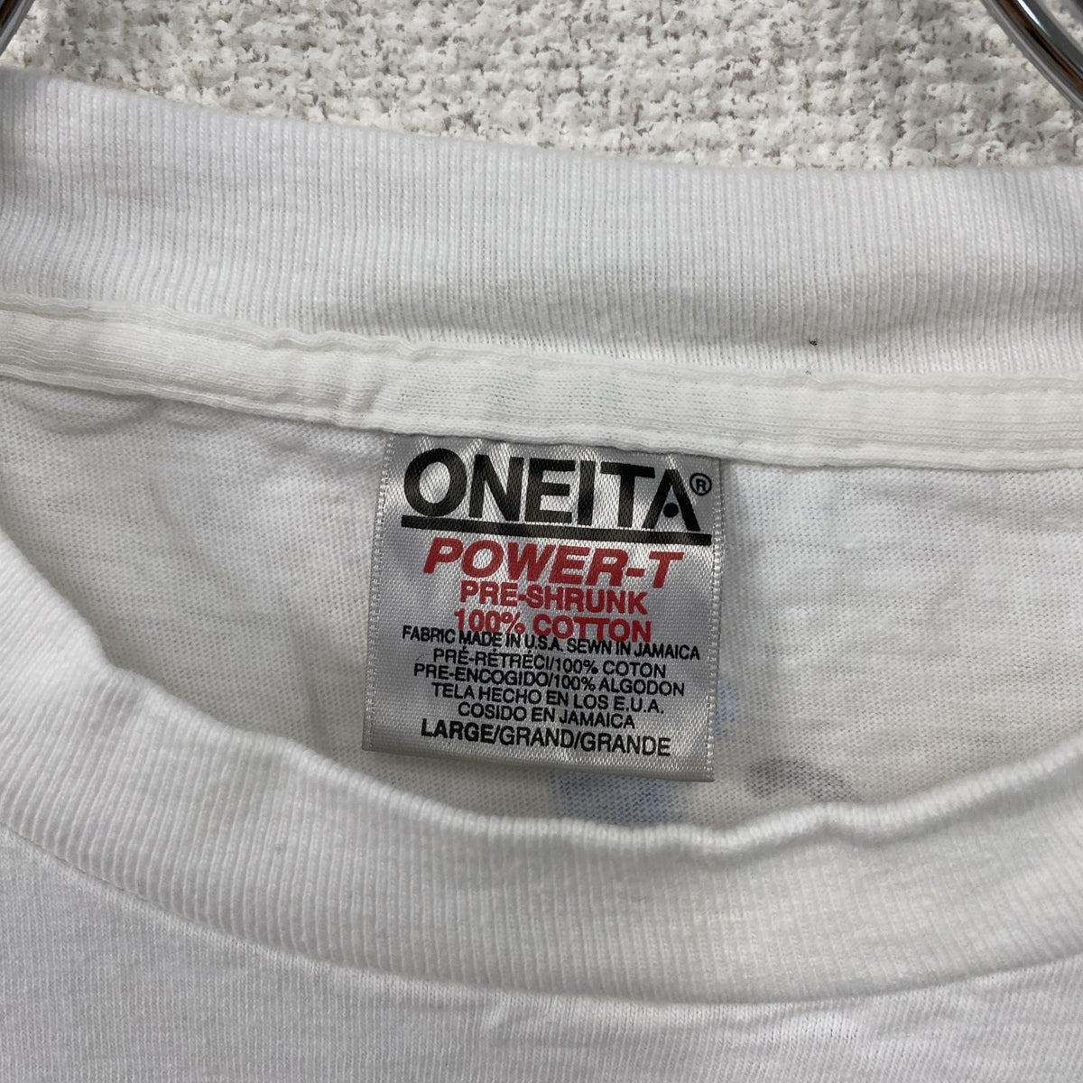 ONEITA　オニータ　半袖プリントTシャツ　シングルステッチ　ヴィンテージ　白　ホワイト　Lサイズ　古着