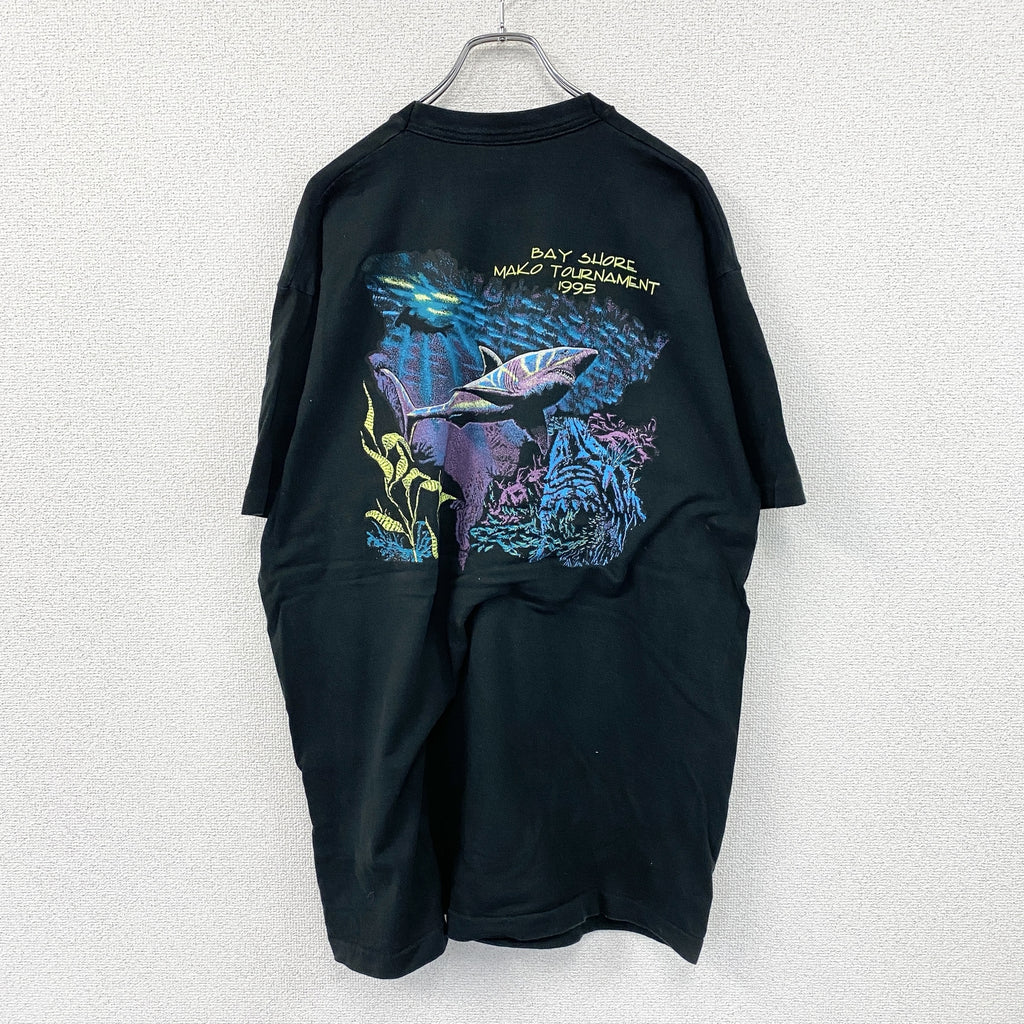 FRUIT OF THE LOOM　フルーツオブザルーム　半袖プリントTシャツ　シングルステッチ　ヴィンテージ　黒　ブラック　2XLサイズ カットソー メンズ コットン 古着