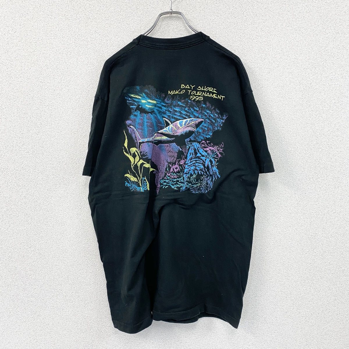 FRUIT OF THE LOOM　フルーツオブザルーム　半袖プリントTシャツ　シングルステッチ　ヴィンテージ　黒　ブラック　2XLサイズ カットソー メンズ コットン 古着