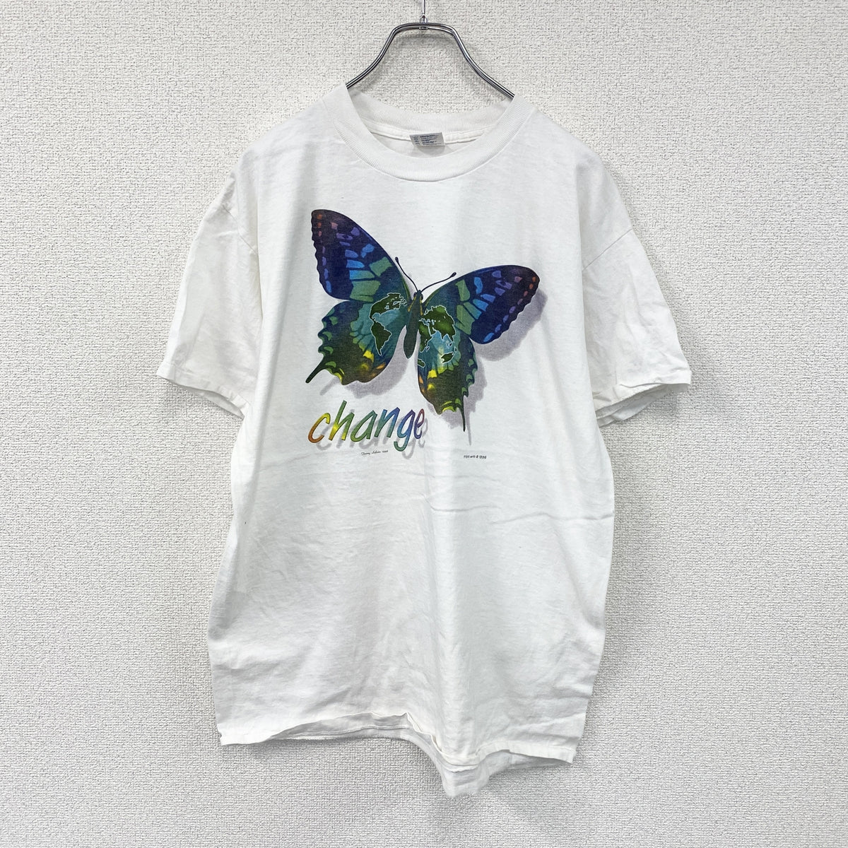 DELTA　デルタ　半袖プリントTシャツ　シングルステッチ　ヴィンテージ　白　ホワイト　Lサイズ カットソー メンズ コットン 古着