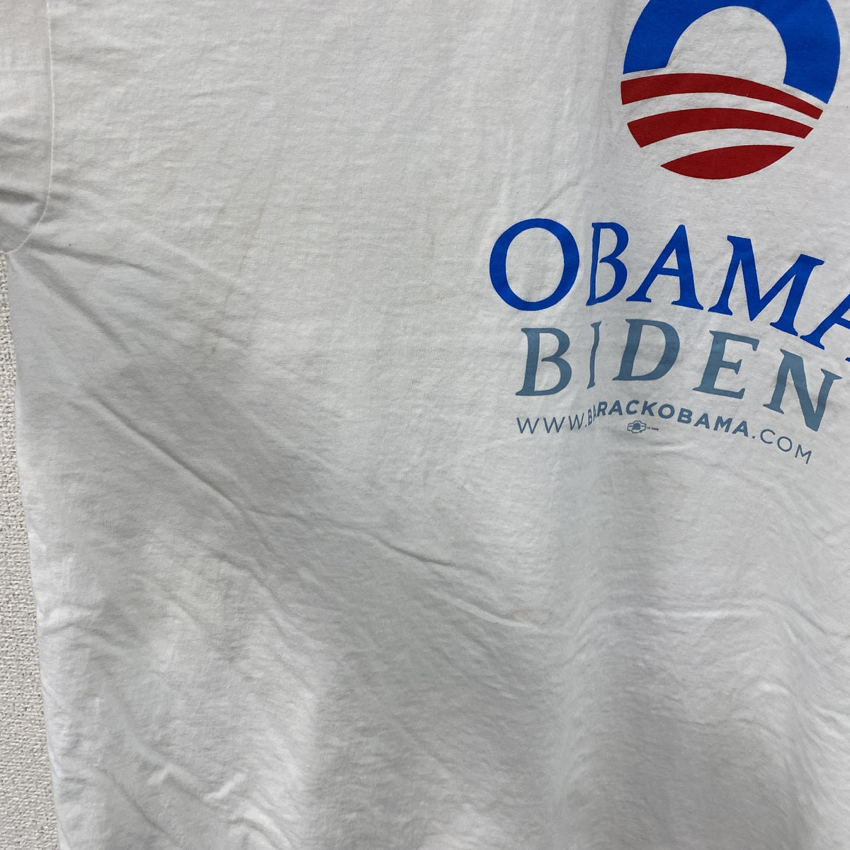Organic BAYSIDE　バラクオバマ　半袖プリントTシャツ　白　ホワイト　XLサイズ カットソー メンズ コットン 古着