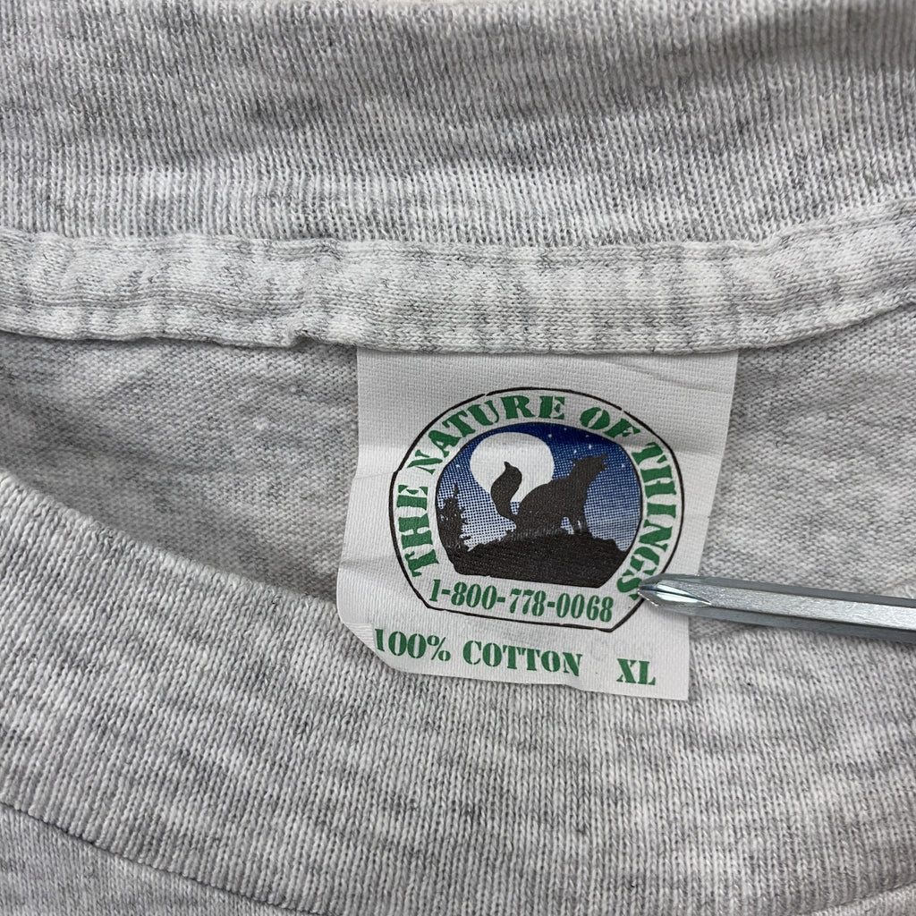 THE NATURE OF THINGS　半袖プリントTシャツ　シングルステッチ　ヴィンテージ　霜降りグレー　XLサイズ　古着