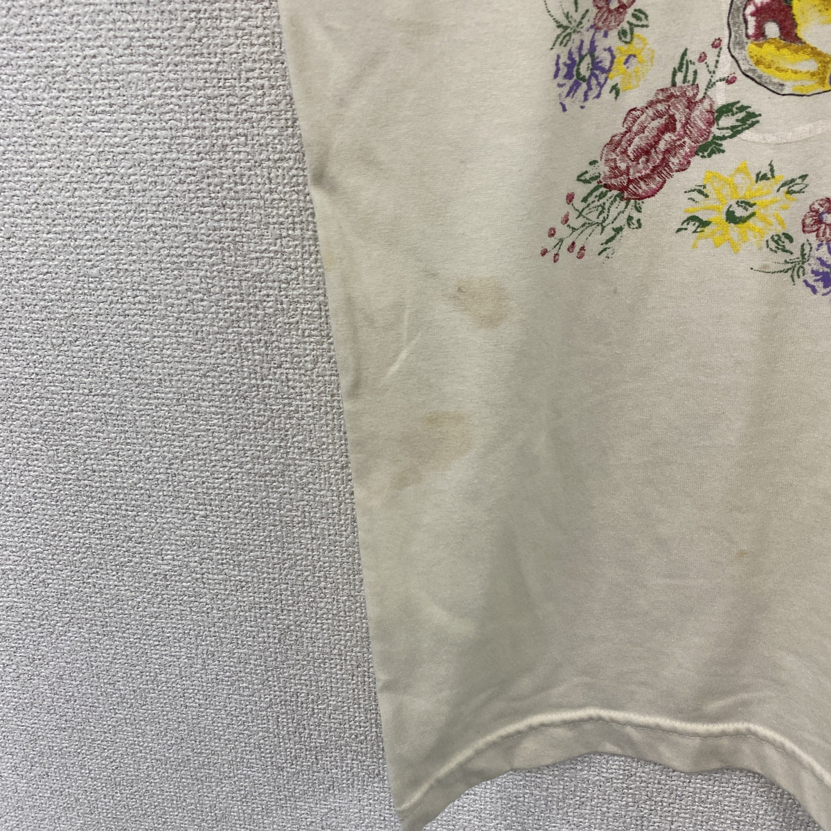 MILACA　半袖プリントTシャツ　シングルステッチ　ヴィンテージ　ベージュ　ワンサイズ カットソー メンズ コットン 古着