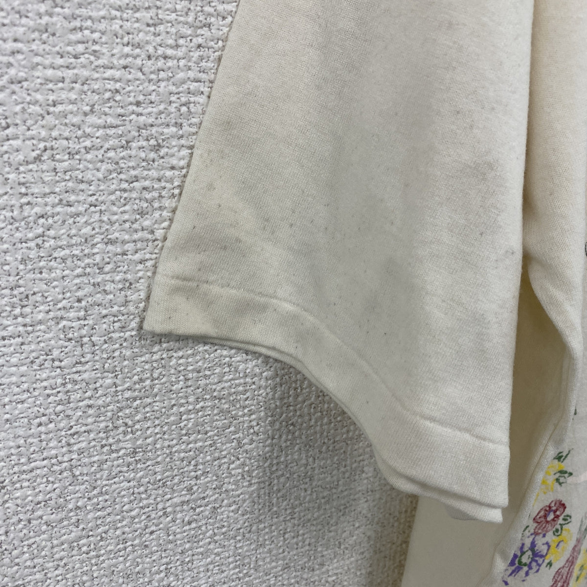 MILACA　半袖プリントTシャツ　シングルステッチ　ヴィンテージ　ベージュ　ワンサイズ カットソー メンズ コットン 古着
