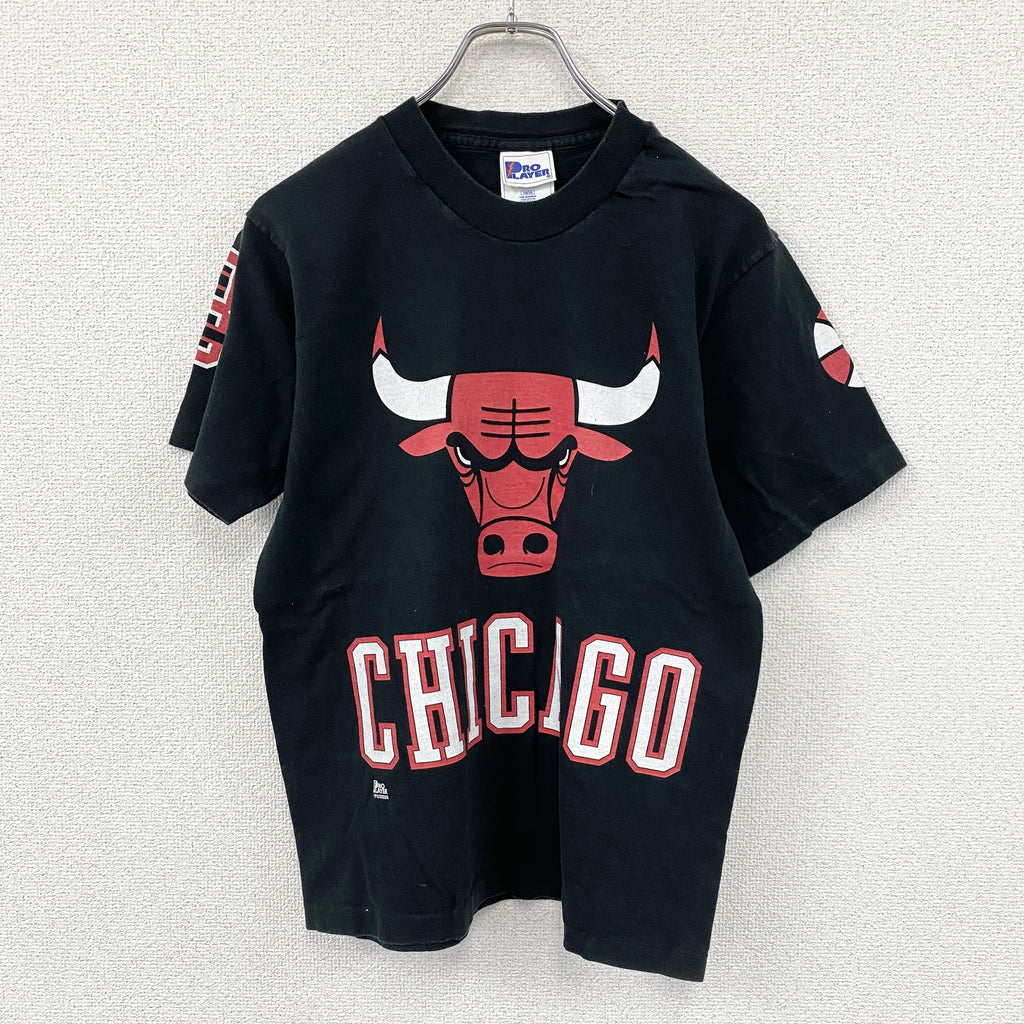 PRO PLAYER　NBA　シカゴブルス　半袖プリントTシャツ　シングルステッチ　ヴィンテージ　黒　ブラック　14/16サイズ　古着