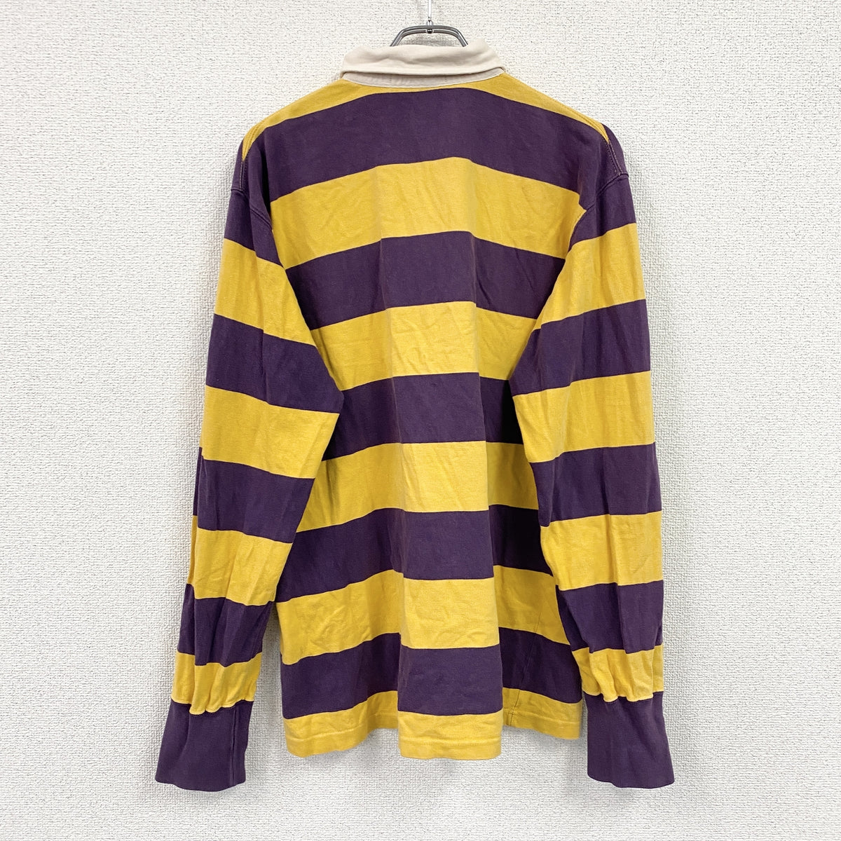 POLO SPORT　ポロスポーツ　長袖ポロシャツ/ラガーシャツ　ボーダー柄　黄色　イエロー　紺　ネイビー　Lサイズ　古着