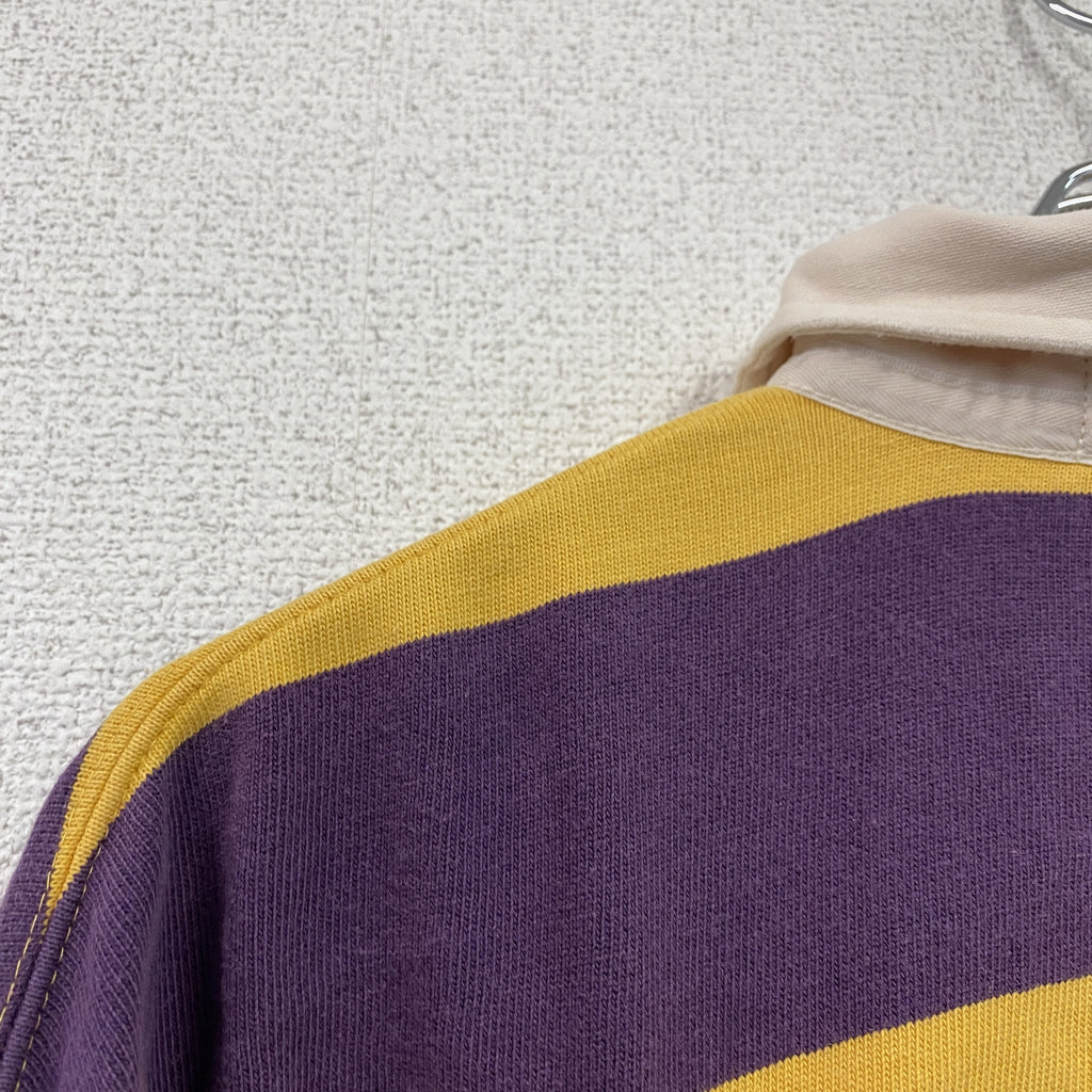 POLO SPORT　ポロスポーツ　長袖ポロシャツ/ラガーシャツ　ボーダー柄　黄色　イエロー　紺　ネイビー　Lサイズ　古着