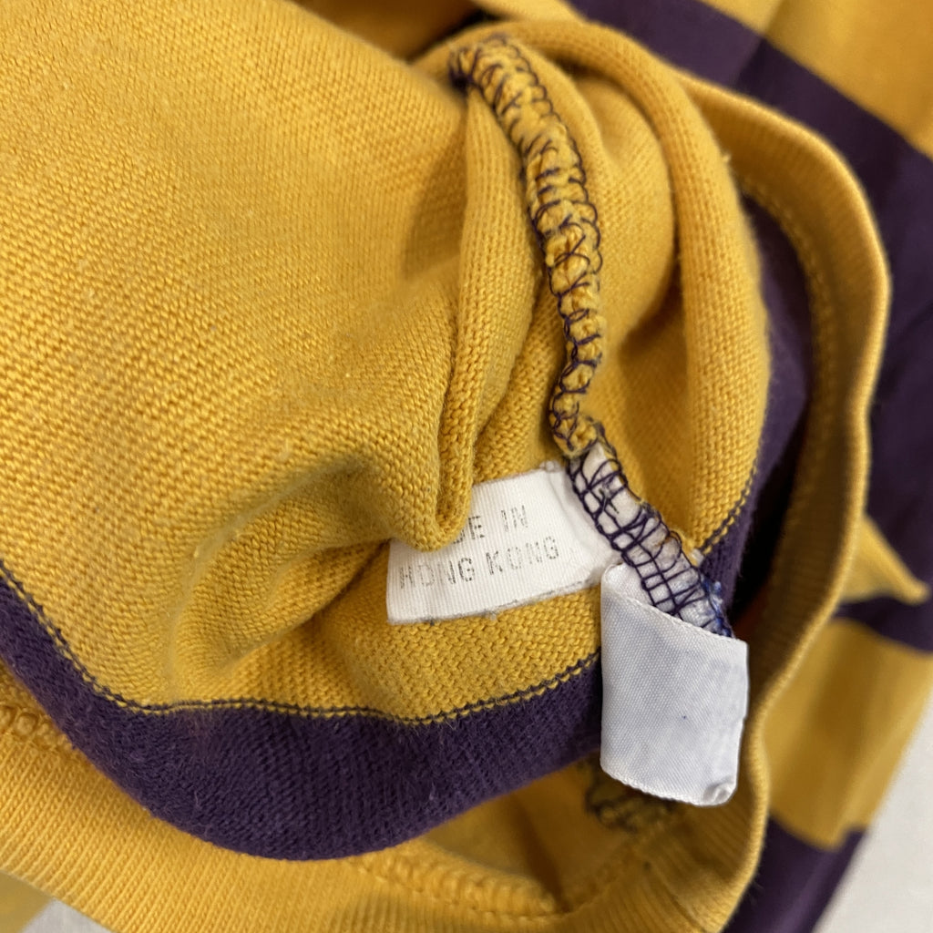 POLO SPORT　ポロスポーツ　長袖ポロシャツ/ラガーシャツ　ボーダー柄　黄色　イエロー　紺　ネイビー　Lサイズ　古着