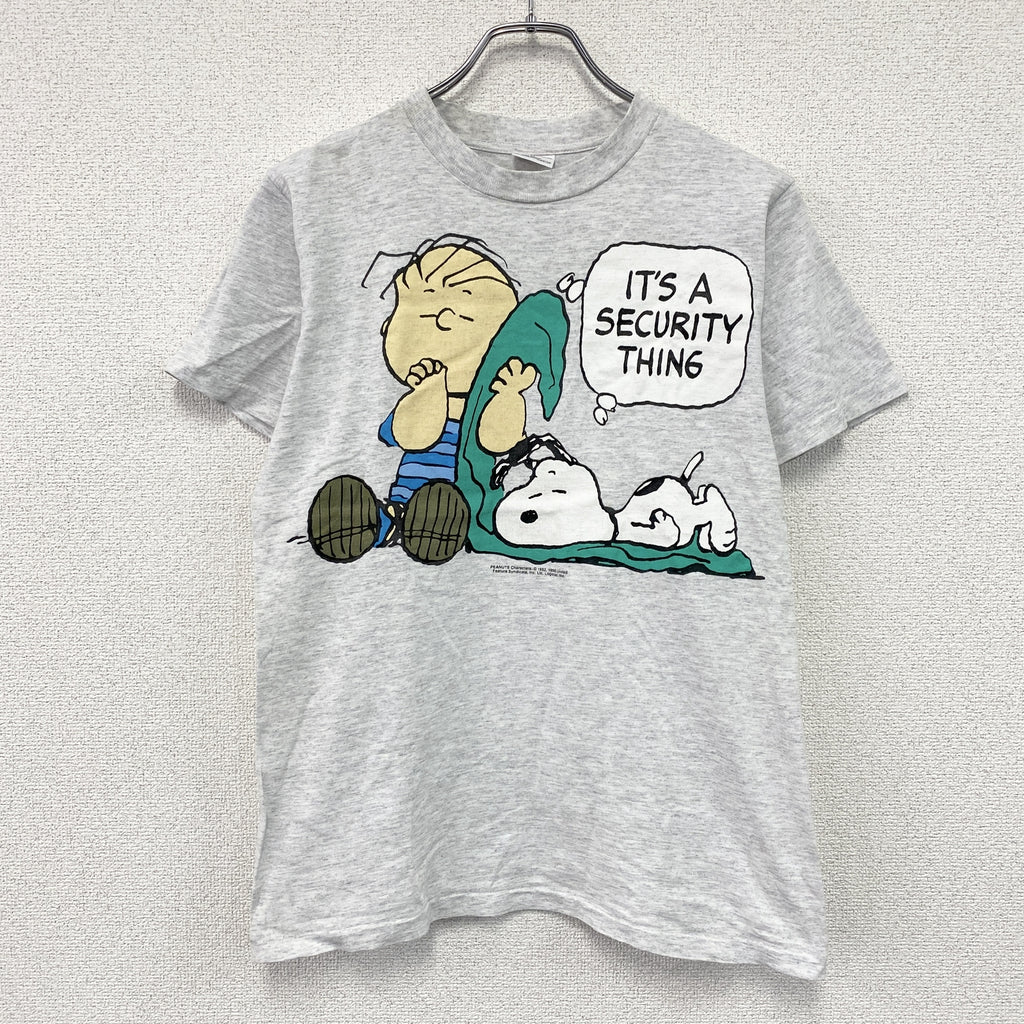 LOGOTEL　PEANUTS　ピーナッツ　半袖プリントTシャツ　シングルステッチ　ヴィンテージ　霜降りグレー　Mサイズ　古着