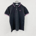 FRED PERRY　フレッドペリー　半袖ポロシャツ　刺ロゴ　黒　ブラック　Lサイズ　古着