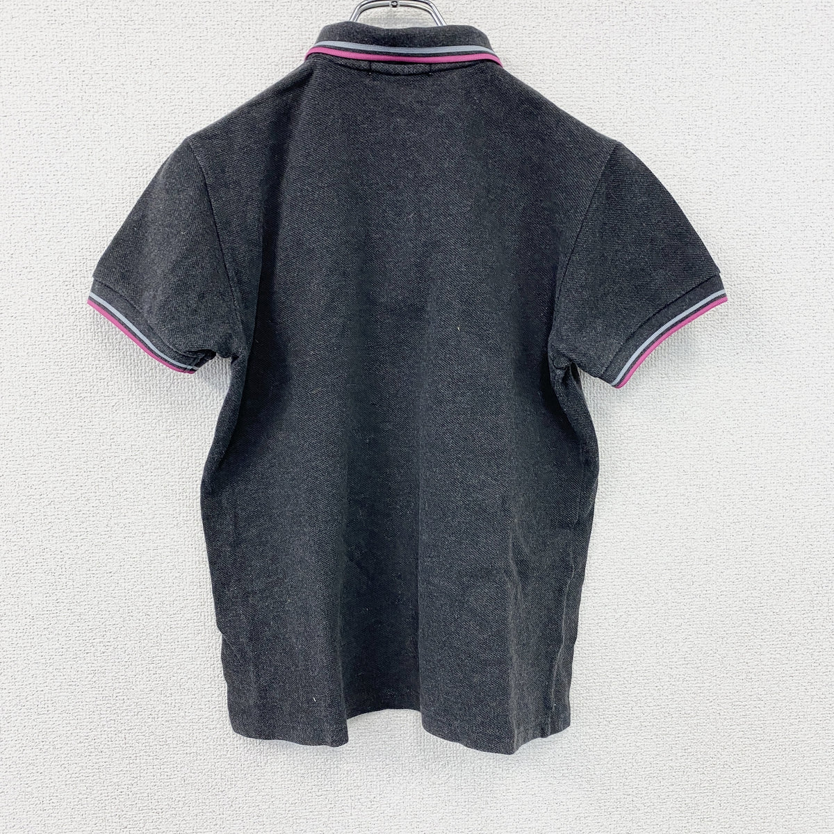 FRED PERRY　フレッドペリー　半袖ポロシャツ　刺ロゴ　黒　ブラック　Lサイズ　古着