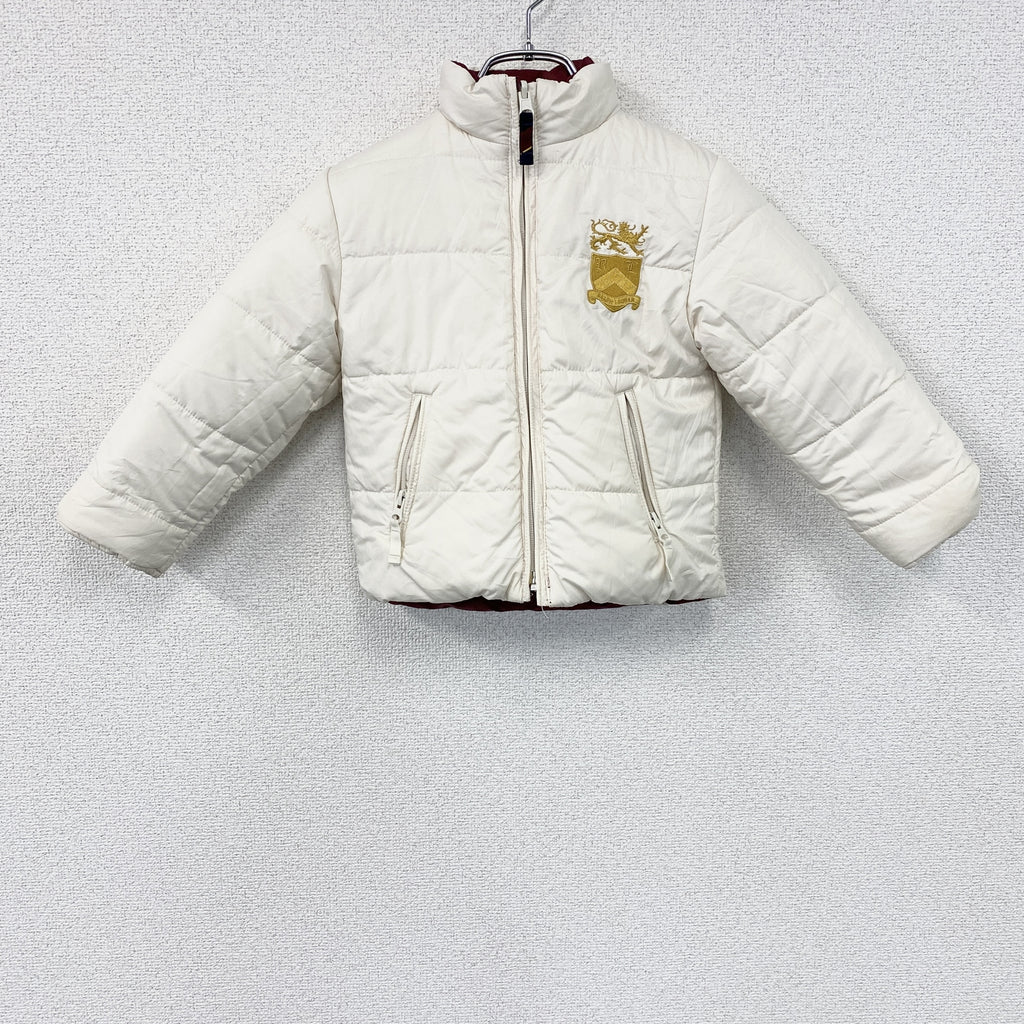 POLO RALPH LAUREN　ラルフローレン　ダウンジャケット　リバーシブル　ボーダー柄　赤　レッド　白　ホワイト　古着