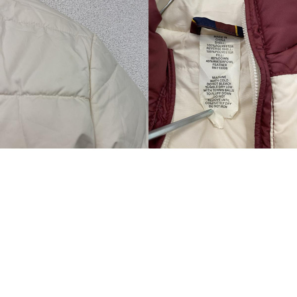 POLO RALPH LAUREN　ラルフローレン　ダウンジャケット　リバーシブル　ボーダー柄　赤　レッド　白　ホワイト　古着