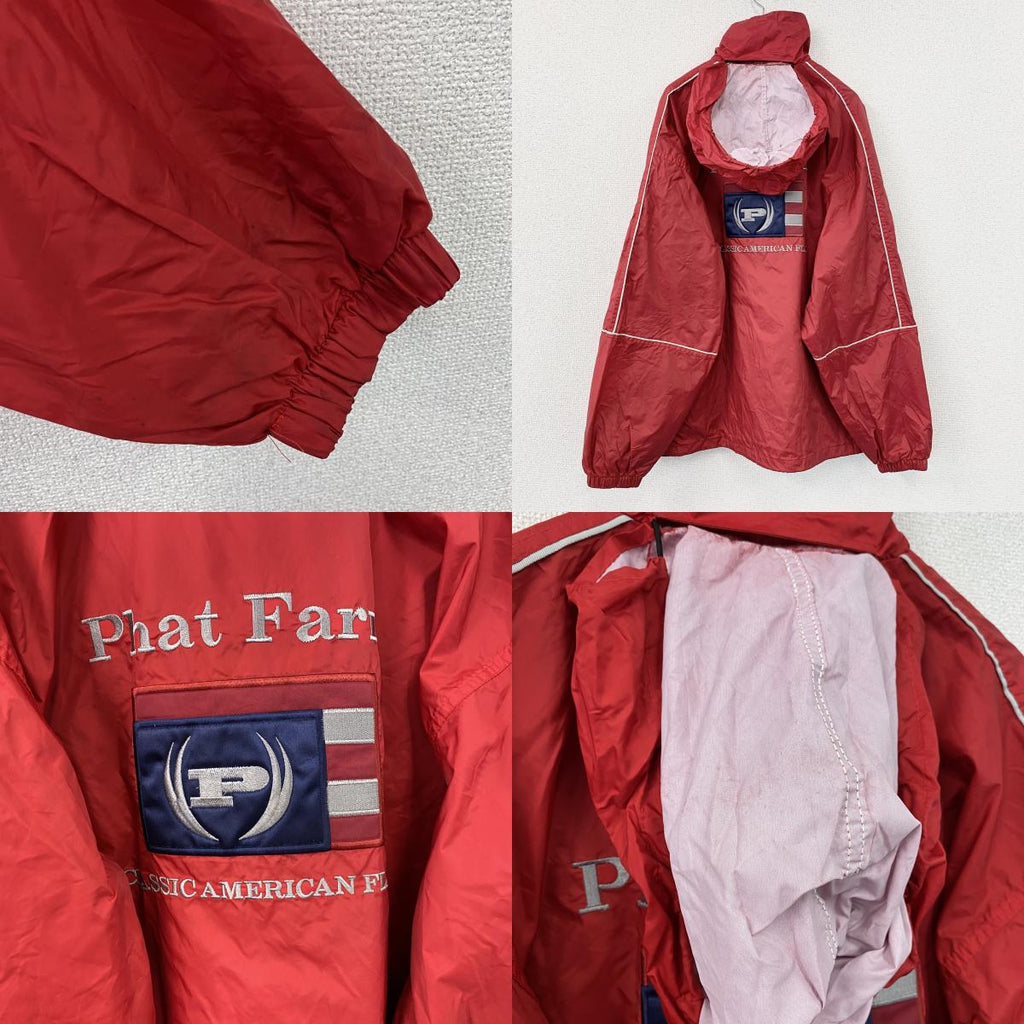 PHAT FARM　ファットファーム　フルジップナイロンパーカー　赤　レッド　古着