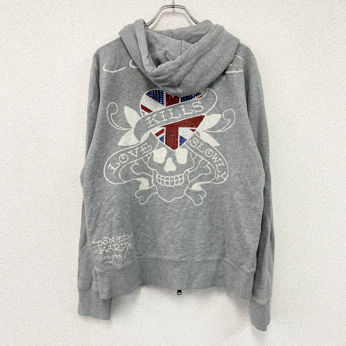 Ed Hardy　エドハーディー　フルジップスウェットパーカー/フーディー　グレー　古着