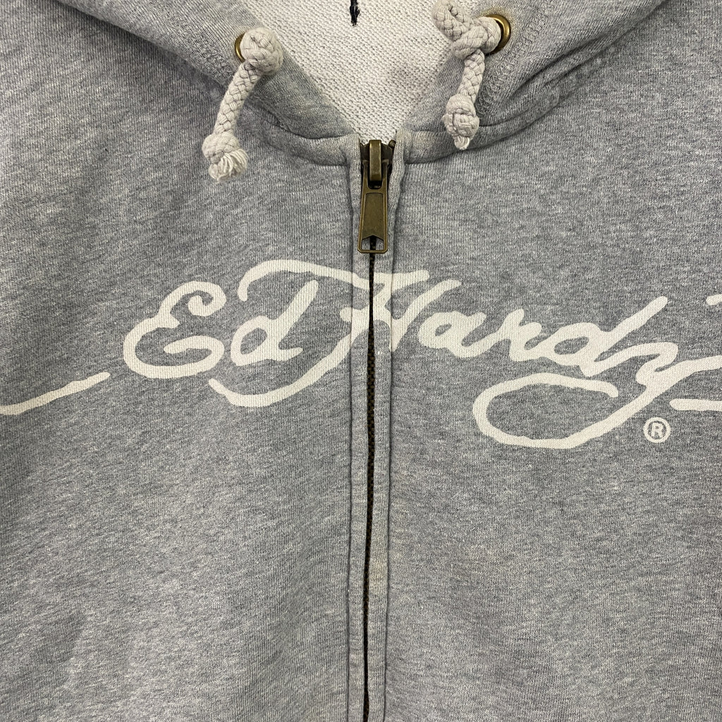 Ed Hardy　エドハーディー　フルジップスウェットパーカー/フーディー　グレー　古着