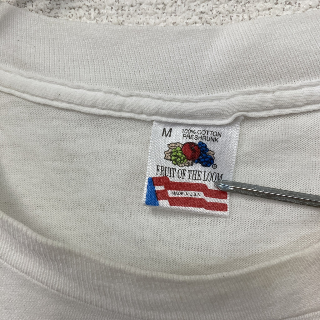 FRUIT OF THE LOOM　BON JOVI　ボンジョビ　半袖プリントTシャツ　バンT　シングルステッチ　ヴィンテージ　白　ホワイト　Mサイズ　古着