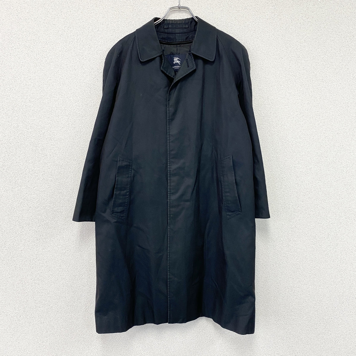 BURBERRY　バーバリー　ステンカラーコート　バルマカンコート　黒　ブラック　古着