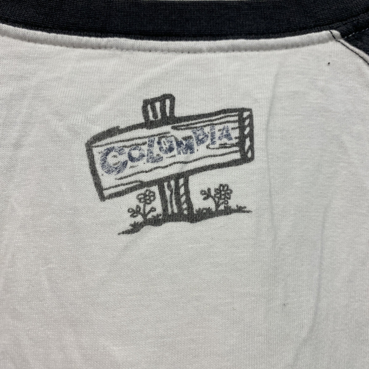Columbia　コロンビア　長袖Tシャツ/ロンT　ラグラン　白　ホワイト　　黒　ブラック　Lサイズ　古着
