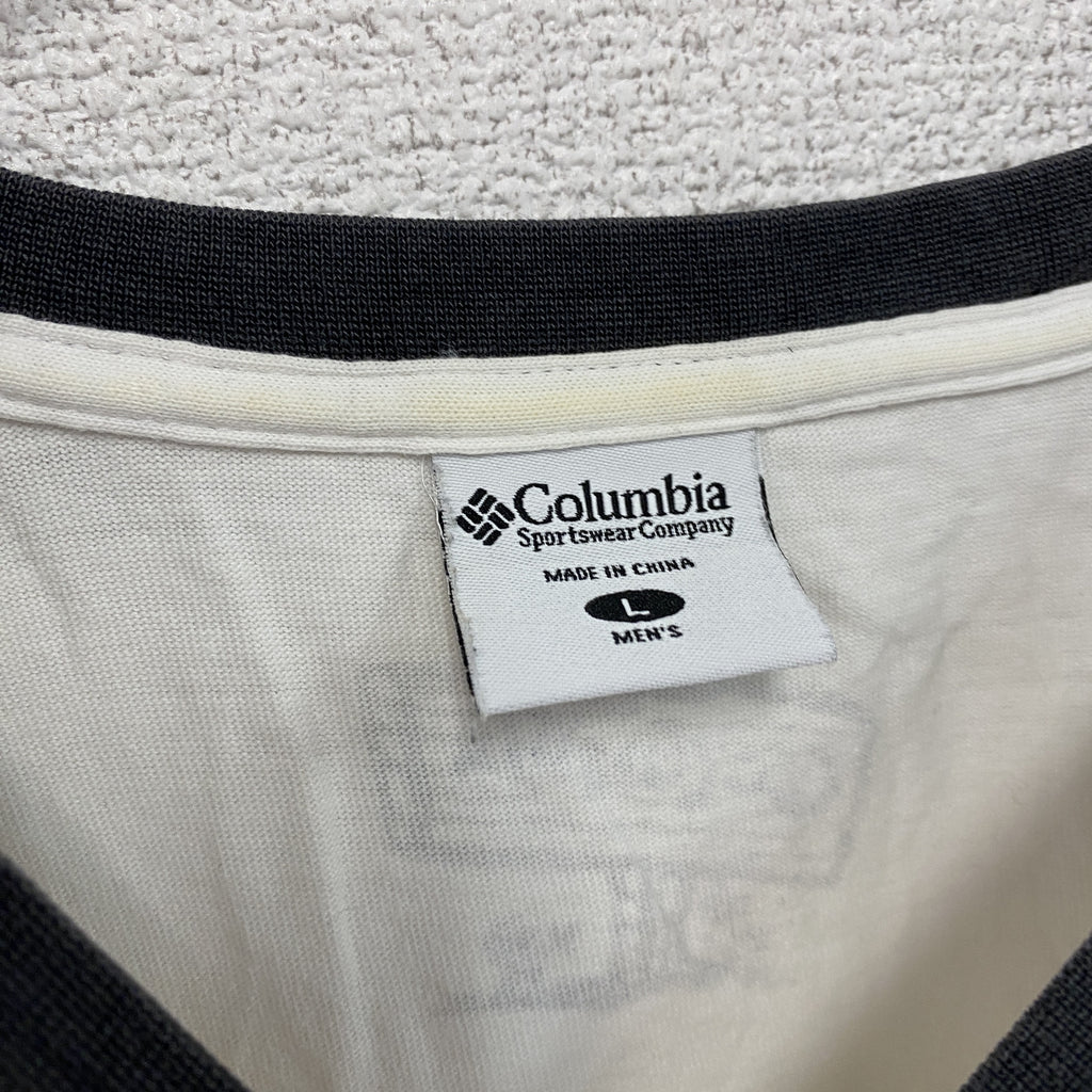 Columbia　コロンビア　長袖Tシャツ/ロンT　ラグラン　白　ホワイト　　黒　ブラック　Lサイズ　古着