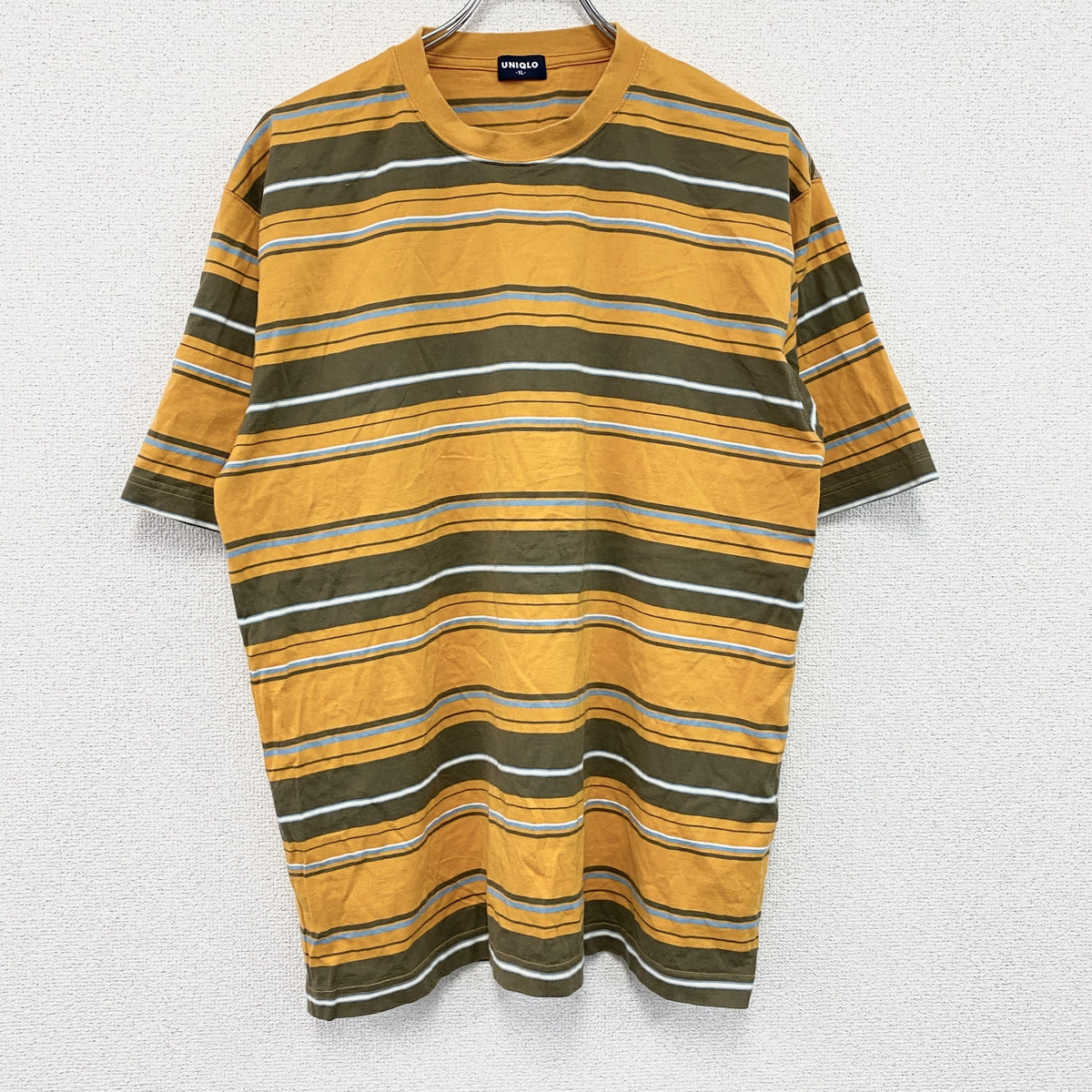 UNIQLO　ユニクロ　半袖Tシャツ　ボーダー柄　オレンジ　XLサイズ　古着
