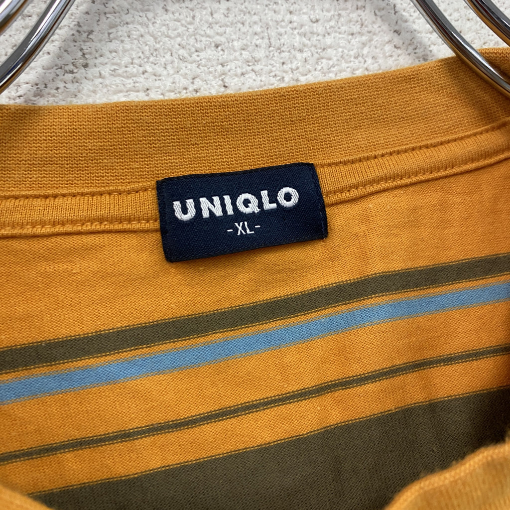 UNIQLO　ユニクロ　半袖Tシャツ　ボーダー柄　オレンジ　XLサイズ　古着