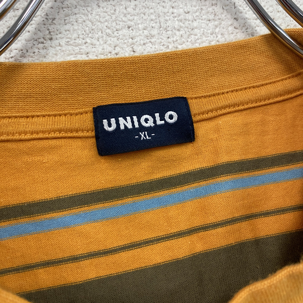 UNIQLO　ユニクロ　半袖Tシャツ　ボーダー柄　オレンジ　XLサイズ　古着