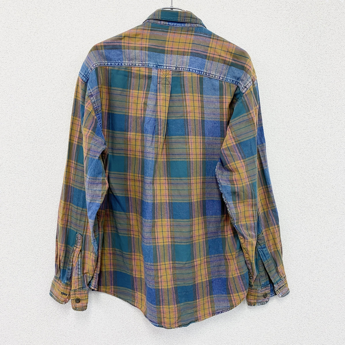 L.L.Bean　エルエルビーン　長袖ボタンダウンシャツ　チェック柄　マルチカラー　黄色　イエロー　MLサイズ　古着