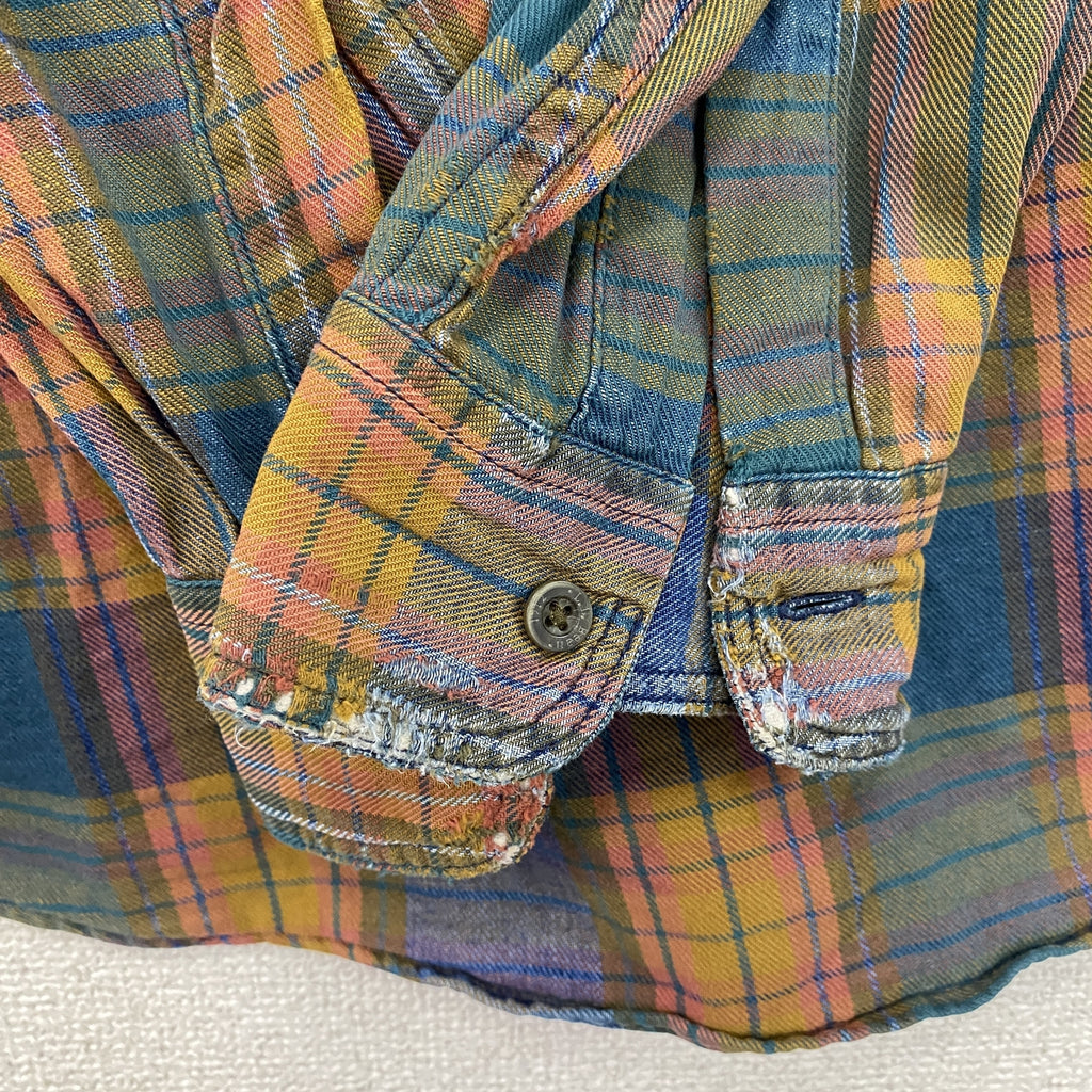 L.L.Bean　エルエルビーン　長袖ボタンダウンシャツ　チェック柄　マルチカラー　黄色　イエロー　MLサイズ　古着