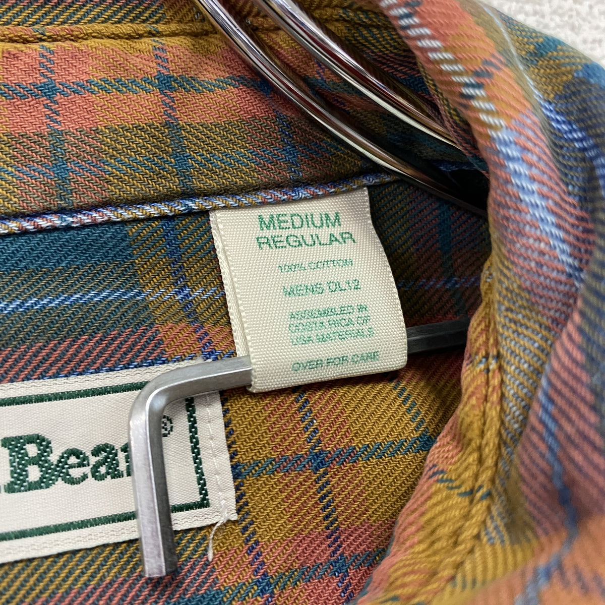 L.L.Bean　エルエルビーン　長袖ボタンダウンシャツ　チェック柄　マルチカラー　黄色　イエロー　MLサイズ　古着