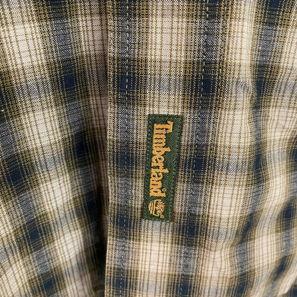 Timberland　ティンバーランド　長袖ボタンダウンシャツ　チェック柄　マルチカラー　黄色　イエロー　Sサイズ　古着