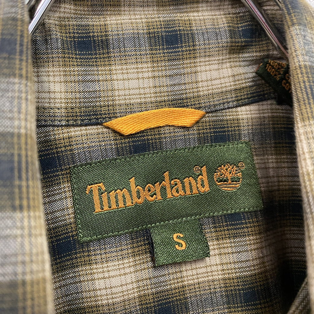 Timberland　ティンバーランド　長袖ボタンダウンシャツ　チェック柄　マルチカラー　黄色　イエロー　Sサイズ　古着