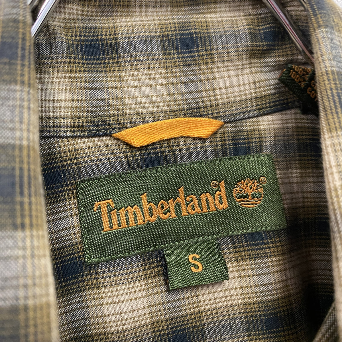 Timberland　ティンバーランド　長袖ボタンダウンシャツ　チェック柄　マルチカラー　黄色　イエロー　Sサイズ　古着