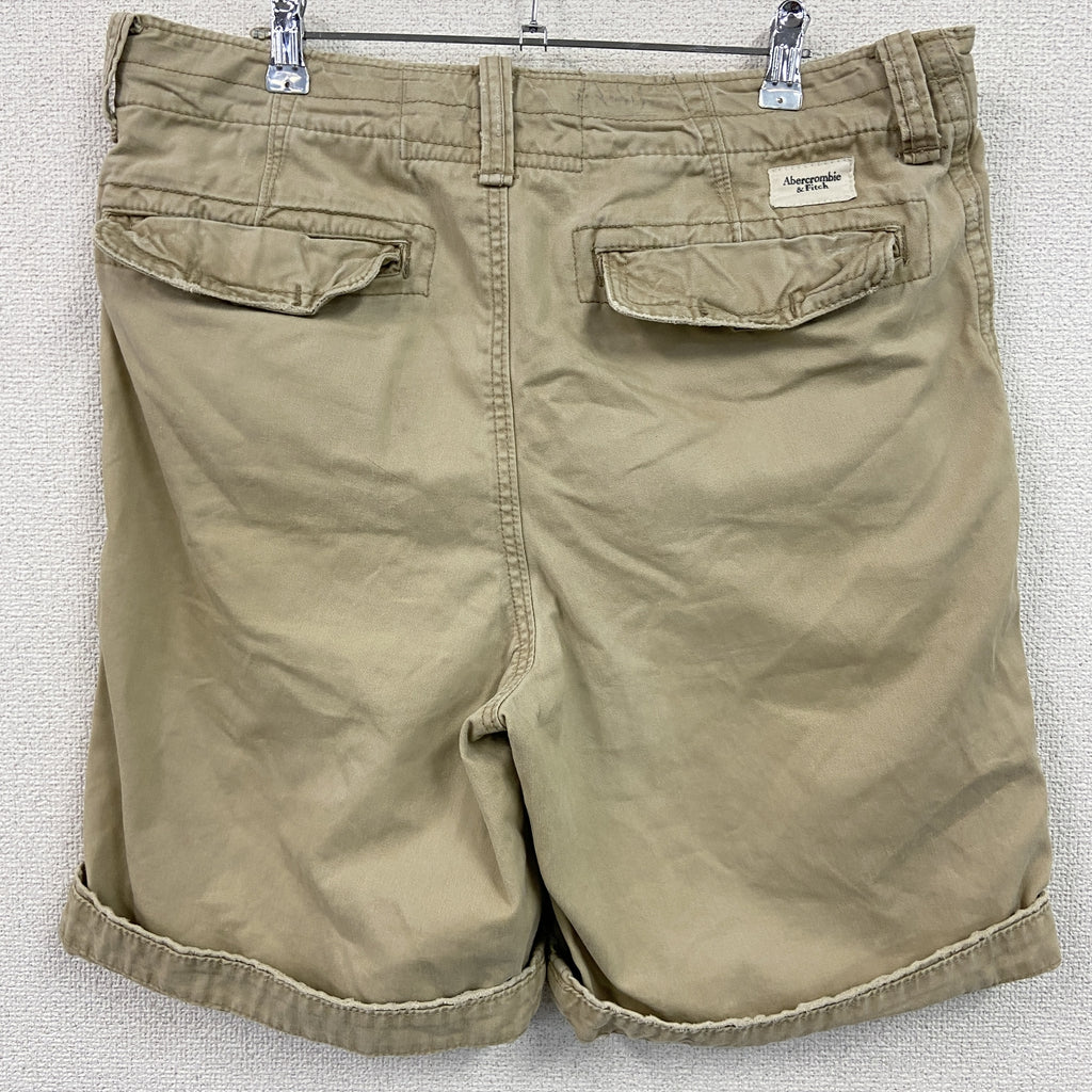 Abercrombie & Fitch　アバクロンビーアンドフィッチ　ハーフパンツ/ショートパンツ　ボタンフライ　ベージュ　W32サイズ　古着