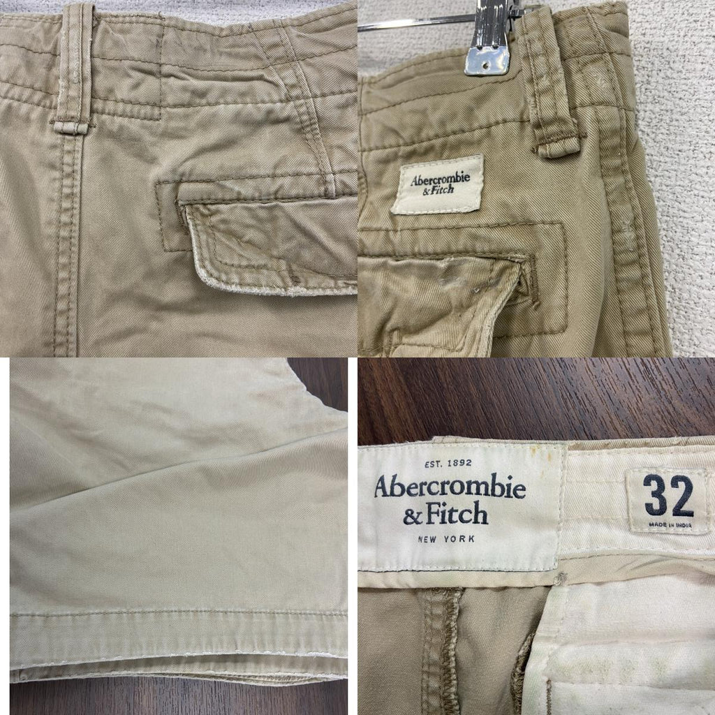 Abercrombie & Fitch　アバクロンビーアンドフィッチ　ハーフパンツ/ショートパンツ　ボタンフライ　ベージュ　W32サイズ　古着