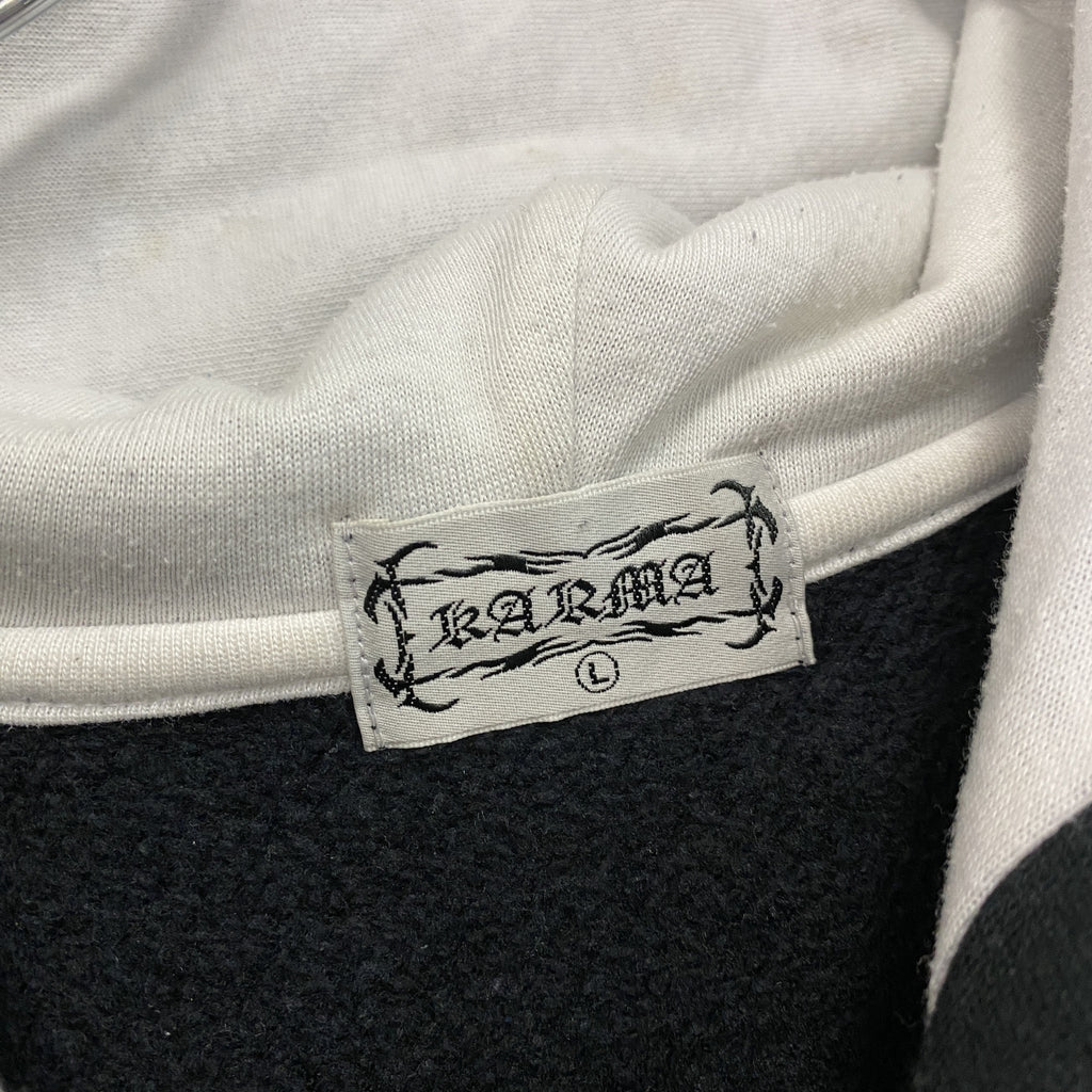 KARMA　カルマ　フルジップスウェットパーカー/フーディー　黒　ブラック　Lサイズ トレーナー スウェットトップス フード付き 古着